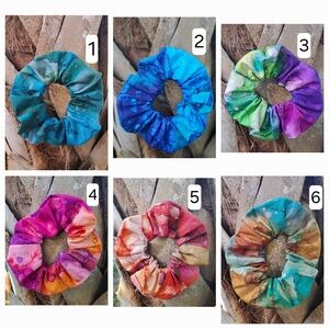 ONE Cotton Scrunchie Hair Tie Abstract Blue Purple Green Prints